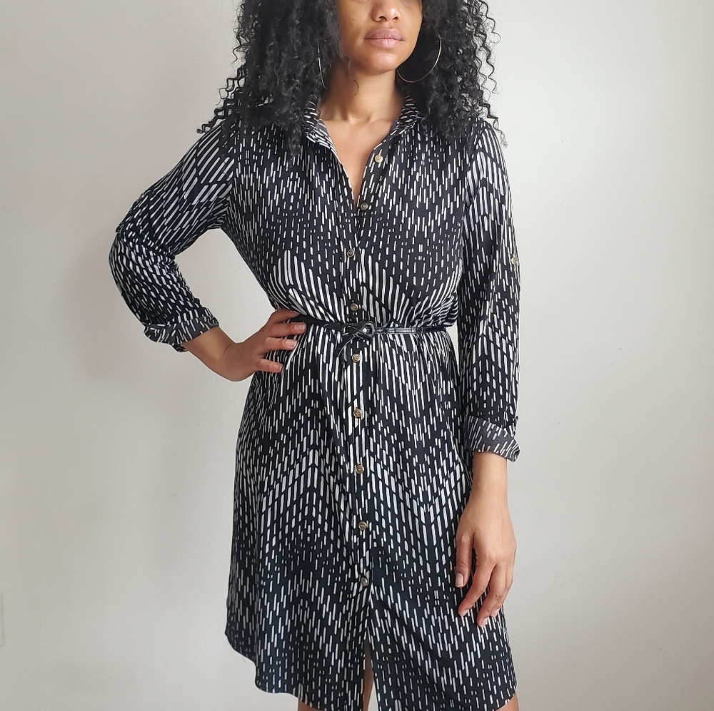 Glamour Black & White Shirt Dress